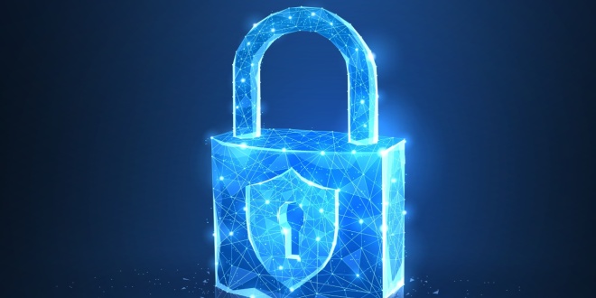 A digital lock, symbolic of online protections