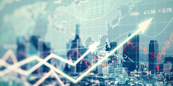 Graphs and charts symbolising a financial or predictions market, or predictions platform