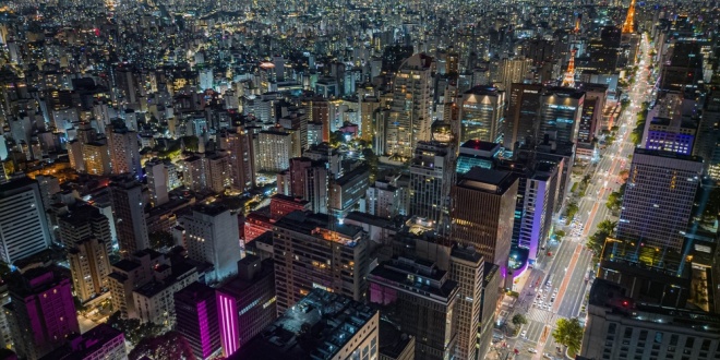 The nighttime cityscape of Sao Paolo, Brazil, where Kalshi has been banned