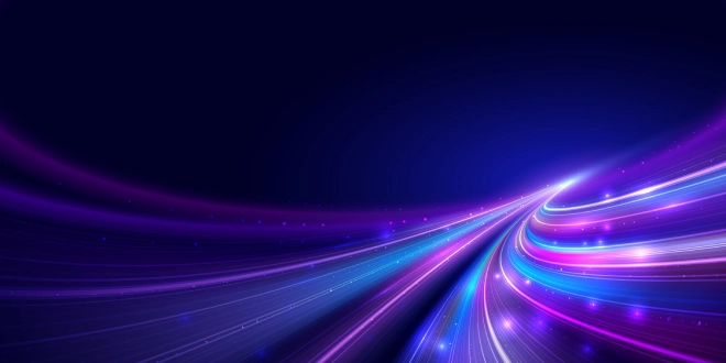 A beam of colour lights, illustrating fast sports betting data streaming.