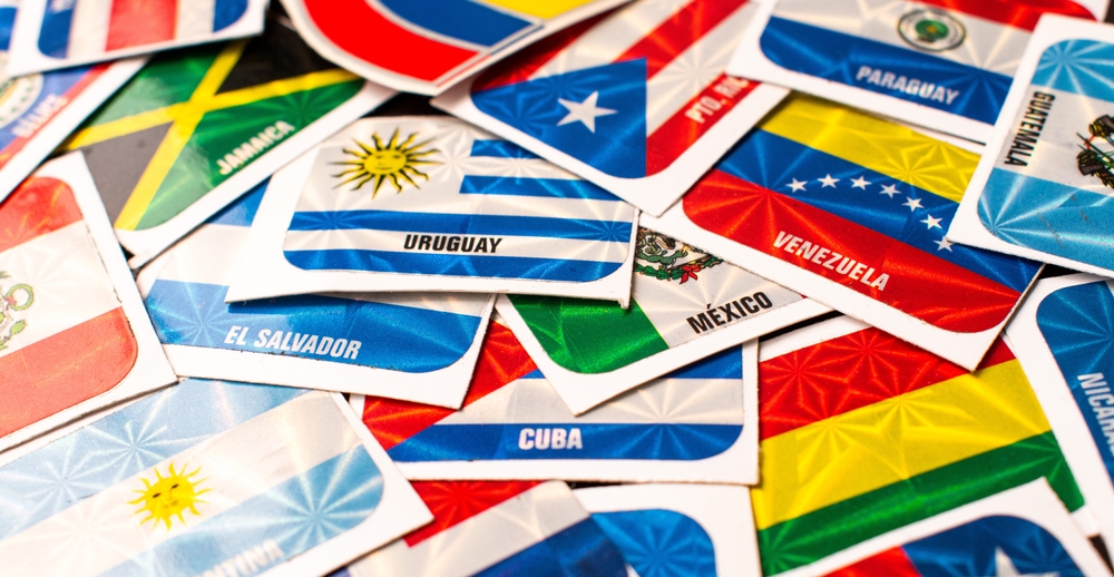 A collection of Latin American flags