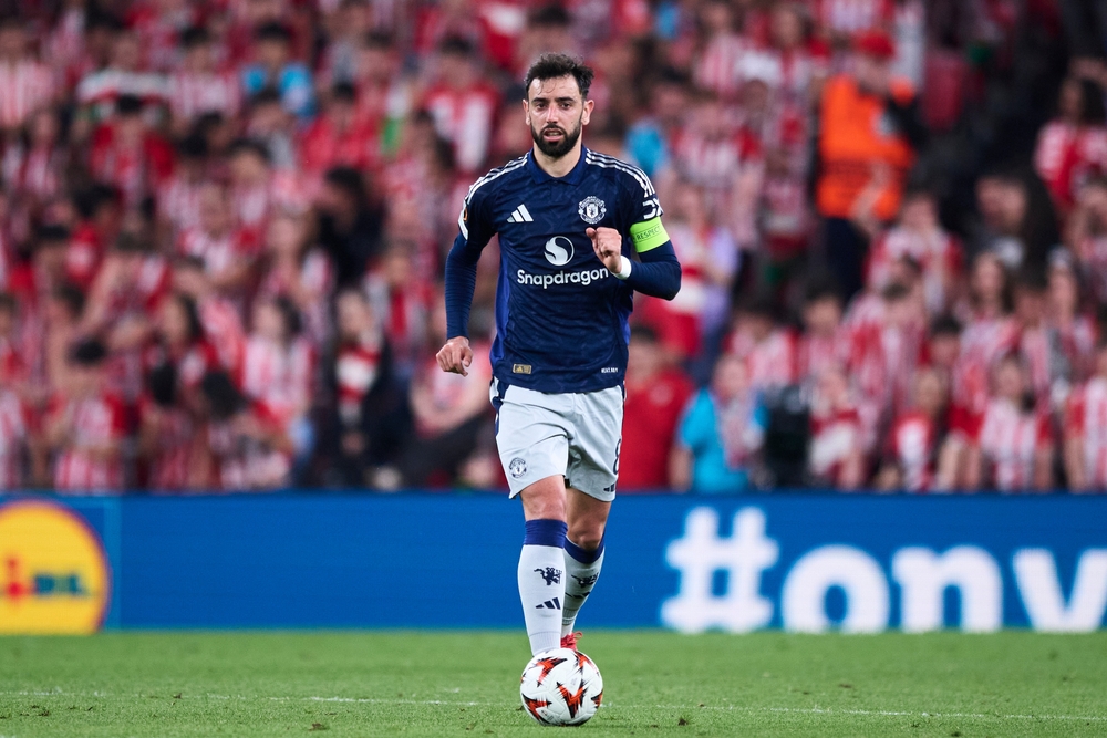 Bruno Fernandez playing for Premier League football club Manchester United, the Premier league being the first target of Entain's new Seven app