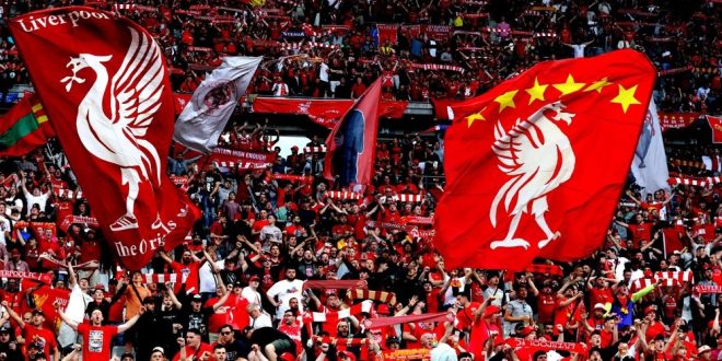 Fans of Premier League club and painter of Entain brand Ladbrokes, Liverpool FC