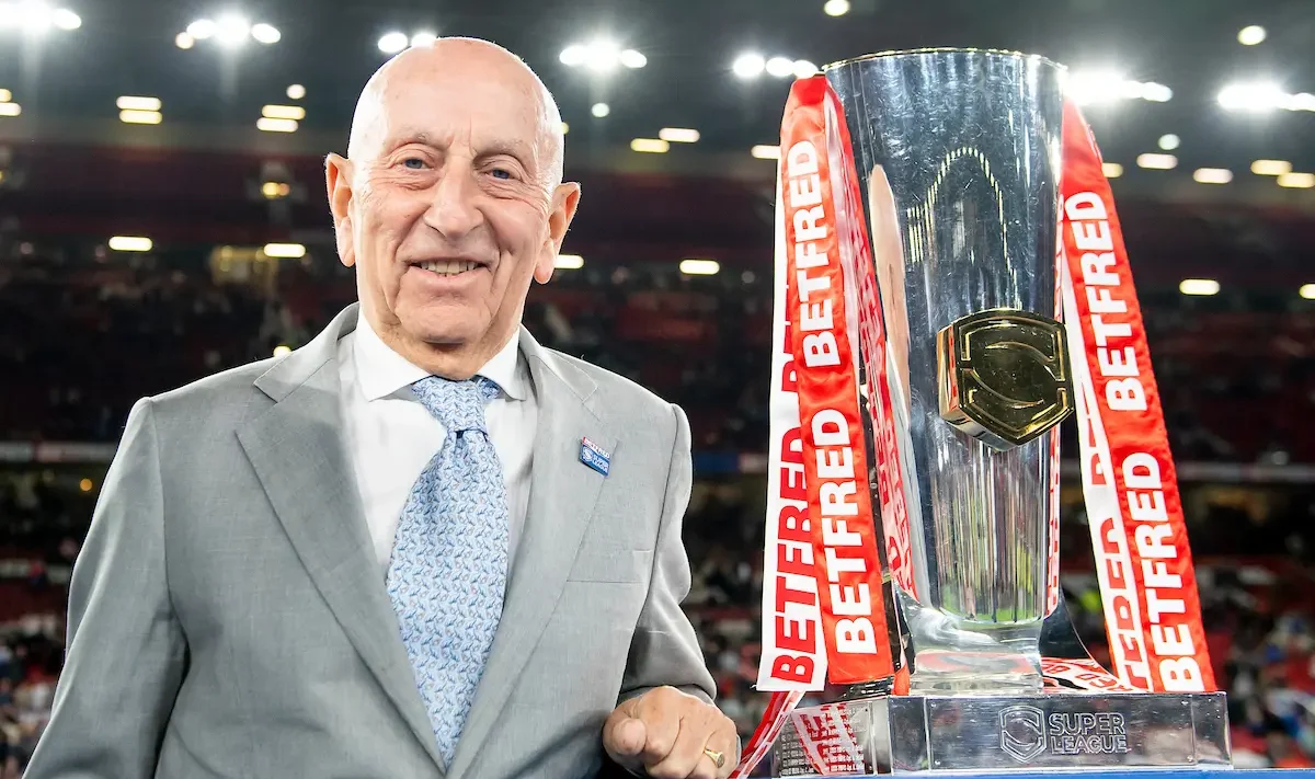 Fred Done, Betfred, with Super League trophy