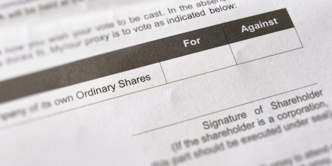 Generic image of a shareholder voting form, symbolising the vote that took place at evoke today