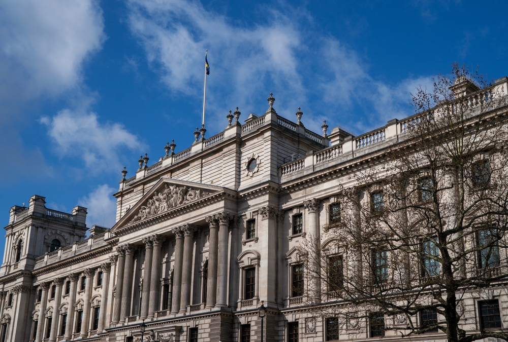 HM Treasury building in London - the Treasury has rejected claims its changes to gambling tax led to Betfred's shop closures