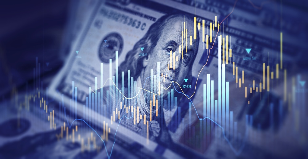 A US dollar and graph showing gains and declines, symbolic of Genius Sports' Q2