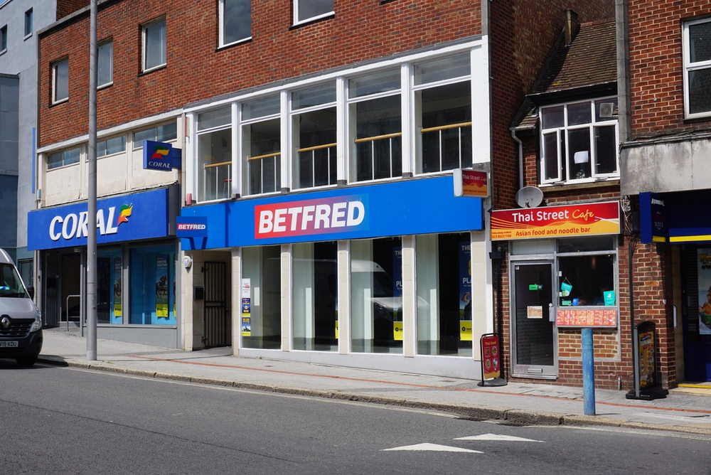 Betfred and Coral shops in Southampton, England, kind of shops overseen by the UK's Gambling Commission