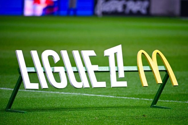 A Ligue 1 sign at a French football match