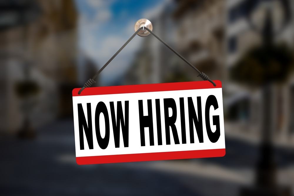 Now hiring sign in a window, symbolising the Gambling Commission's CEO recruitment drive